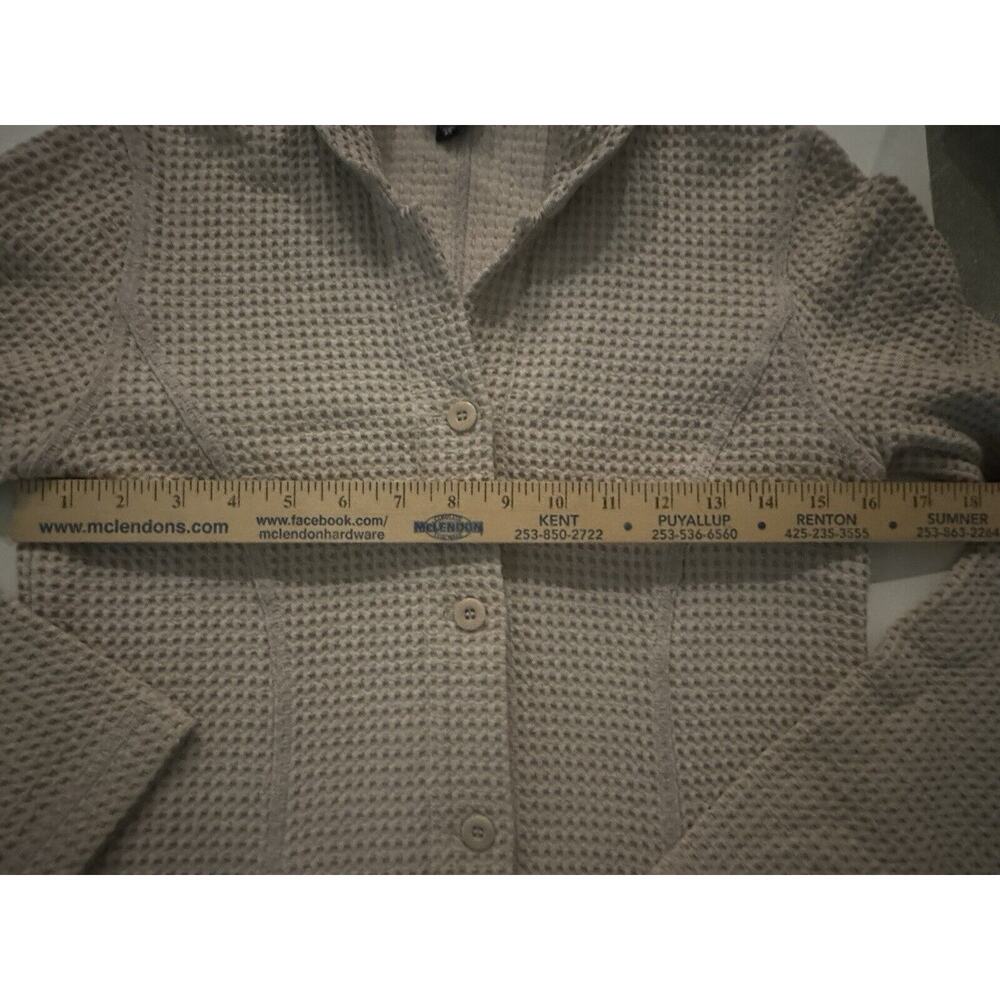 Eileen Fisher XS Beige Cream Italian Cotton Waffle Organic Coastal Shirt USA - Picture 12 of 15